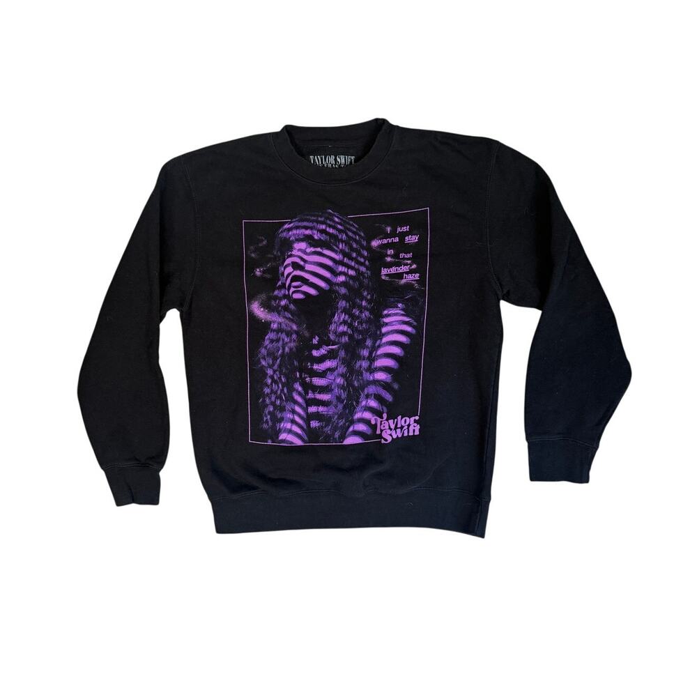 Taylor Swift Sweatshirt The Eras Tour Lavender Haze Graphic Black Purple L